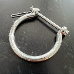 OAK + FORT Silver Magnetic Bar Cuff Bracelet with Chain Detail